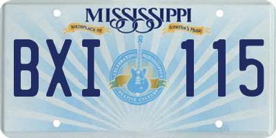 MS license plate BXI115