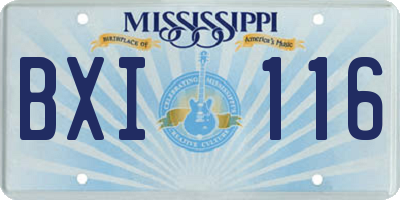 MS license plate BXI116