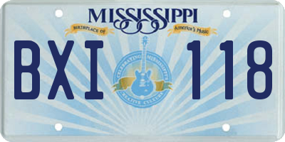 MS license plate BXI118