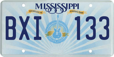 MS license plate BXI133