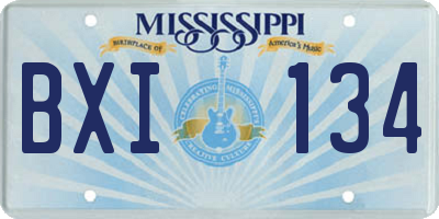 MS license plate BXI134