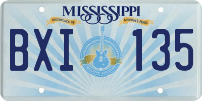 MS license plate BXI135