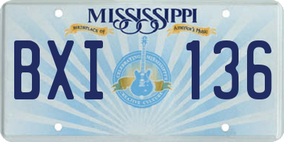 MS license plate BXI136