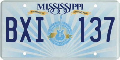 MS license plate BXI137