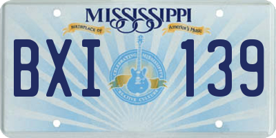 MS license plate BXI139