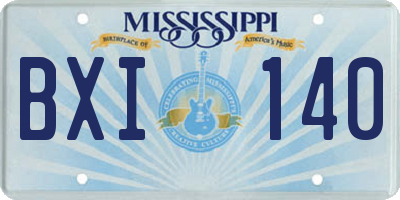MS license plate BXI140