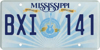 MS license plate BXI141