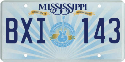 MS license plate BXI143