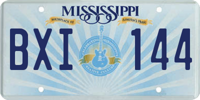 MS license plate BXI144