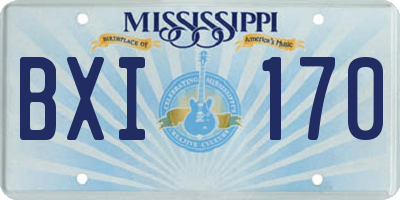 MS license plate BXI170
