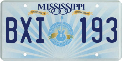 MS license plate BXI193