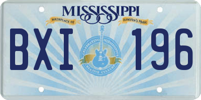 MS license plate BXI196