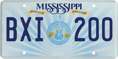 MS license plate BXI200