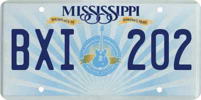 MS license plate BXI202