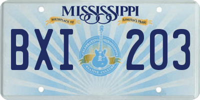 MS license plate BXI203