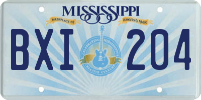 MS license plate BXI204