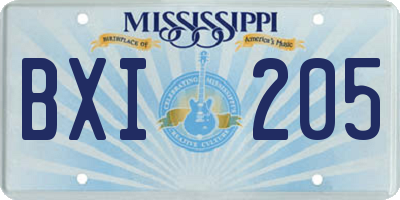 MS license plate BXI205