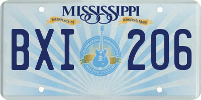 MS license plate BXI206