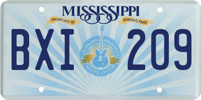 MS license plate BXI209