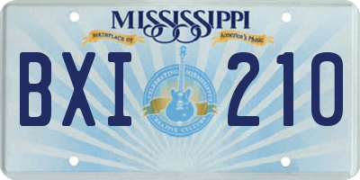 MS license plate BXI210