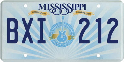 MS license plate BXI212