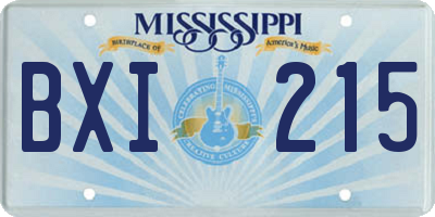 MS license plate BXI215