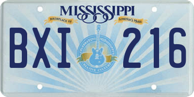 MS license plate BXI216