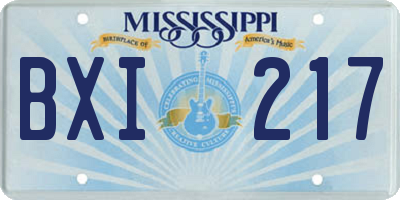MS license plate BXI217