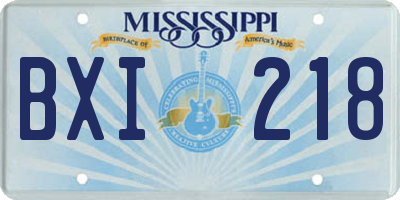 MS license plate BXI218