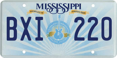 MS license plate BXI220