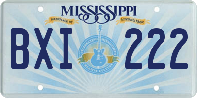MS license plate BXI222