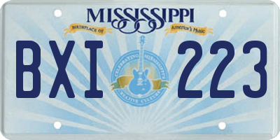 MS license plate BXI223