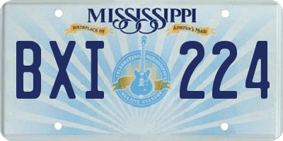 MS license plate BXI224