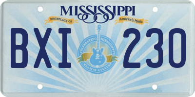 MS license plate BXI230