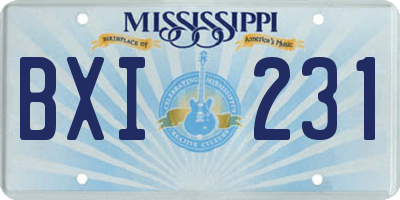 MS license plate BXI231
