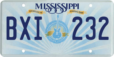 MS license plate BXI232
