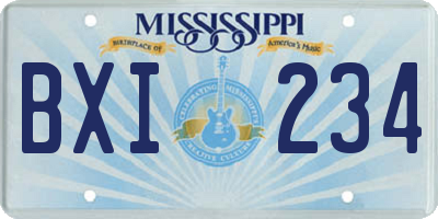 MS license plate BXI234