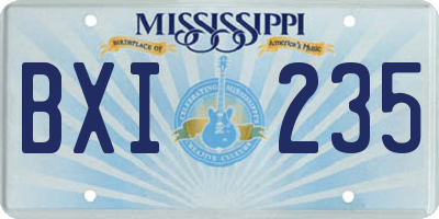 MS license plate BXI235