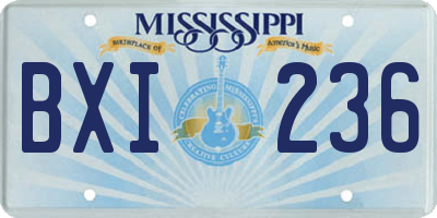 MS license plate BXI236