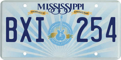 MS license plate BXI254