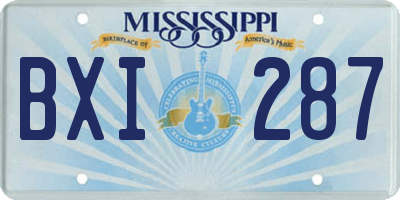 MS license plate BXI287