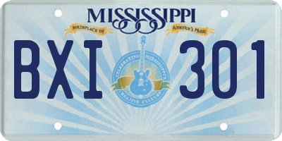 MS license plate BXI301