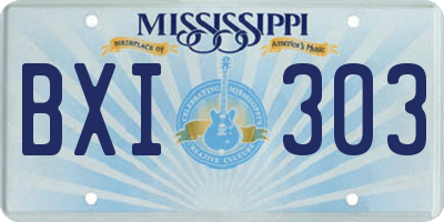 MS license plate BXI303