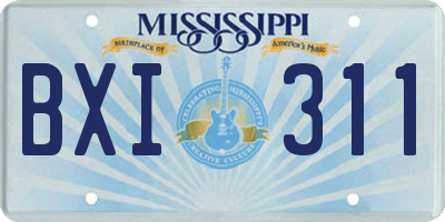 MS license plate BXI311