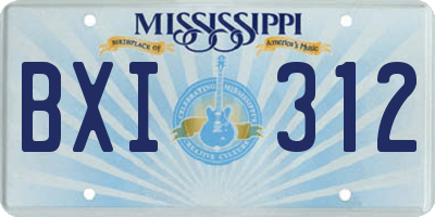 MS license plate BXI312