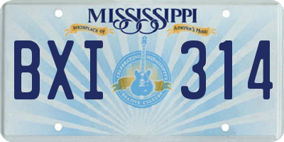 MS license plate BXI314