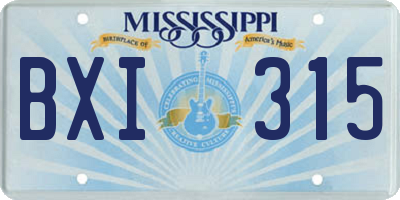 MS license plate BXI315