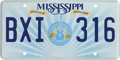 MS license plate BXI316