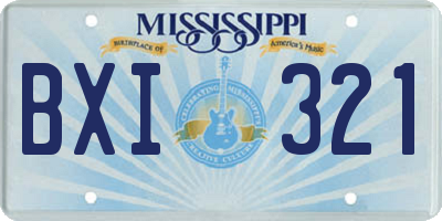 MS license plate BXI321