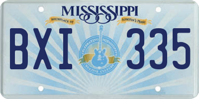 MS license plate BXI335